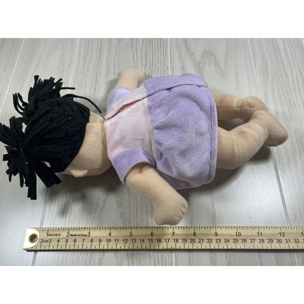 Manhattan Toys Baby Stella‎ plush soft doll black hair purple pink flower dress